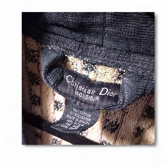 Vintage Christian Dior Monsieur Robe Cotton One Size Black\Tan - Picture 3 of 6